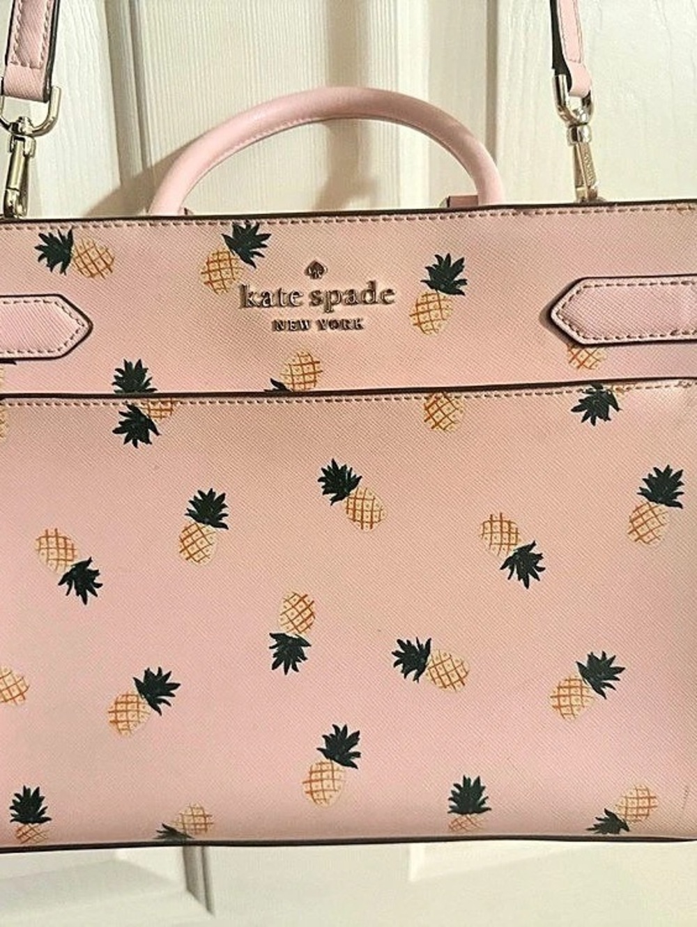 kate spade Newbury Lane Pineapple Satchel in Pink